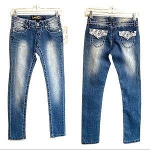 Angels Low Rise Embellished Jeans Size 0